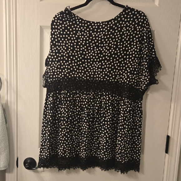 Torrid Black and White Polka Dot Lace Blouse - Picture 3 of 3